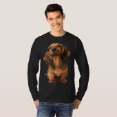 T-shirt Mini Dachshund Long Haired Shaded Chien rouge Chie (Devant entier)