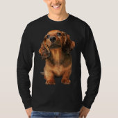 T-shirt Mini Dachshund Long Haired Shaded Chien rouge Chie (Devant)