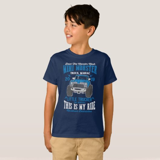 T-shirt Mini Monster Camion Manic Petit Camion Garçon (Devant entier)