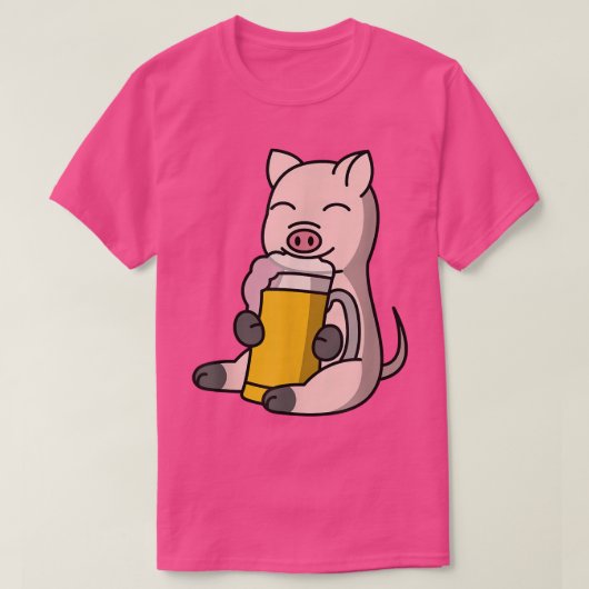 T-shirt Mini Pig Drinking Beer Pet (Design devant)