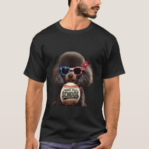 T-shirt Miniature Caniche Retour À L'école Balle De Baseba