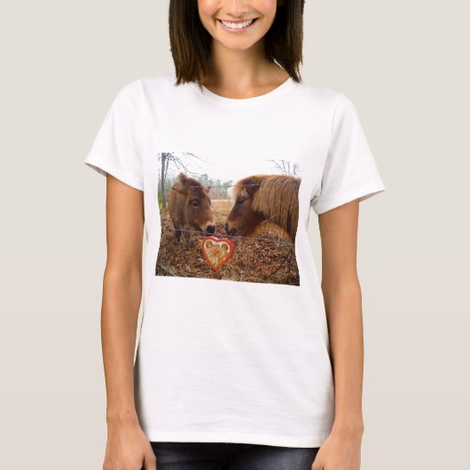 T-shirt Miniature Donkey & Horse Valentine Heart (Devant)