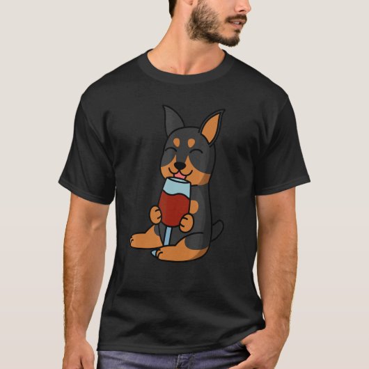 T-shirt Miniature Pinscher Boire Vin Chien (Devant)