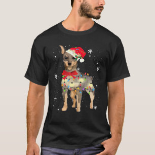 T-shirt Miniature Pinscher Chien Noël Lumière Noël Maman D