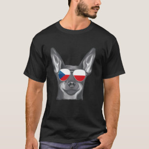T-shirt Miniature Pinscher Chien Tchèque Drapeau Lunettes 