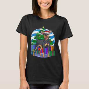 T-shirt Miniature Pinscher Cute Père Noël Décor Arbre de N