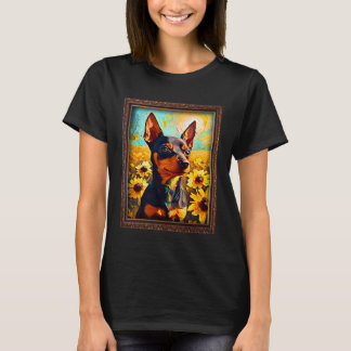 T-shirt Miniature Pinscher Painting Sunflower Flower Mom W