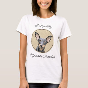 T-shirt Miniature Pinscher Peinture mignonne Chien Art ori