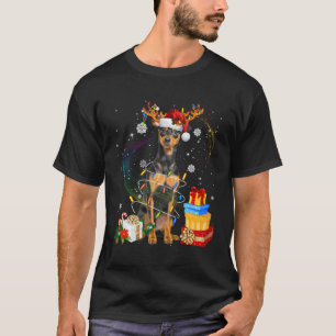 T-shirt Miniature Pinscher Reindeer lumières de Noël drôle