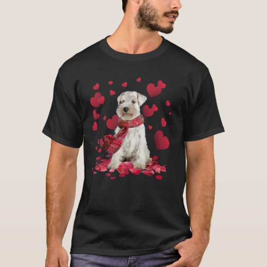 T-shirt Miniature Schnauzer drôle coeurs écharpe Saint-Val (Devant)