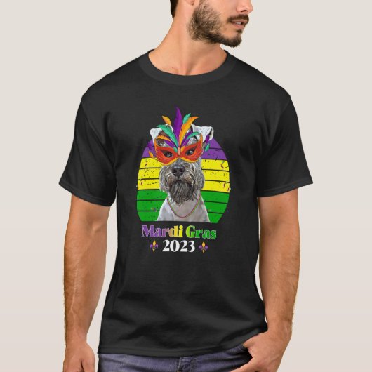 T-shirt Miniature Schnauzer Party Dog Mardi Gras 2023 (Devant)