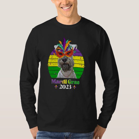 T-shirt Miniature Schnauzer Party Dog Mardi Gras 2023 (Devant)