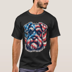T-shirt Miniature Schnauzer patriotique Drapeau américain 