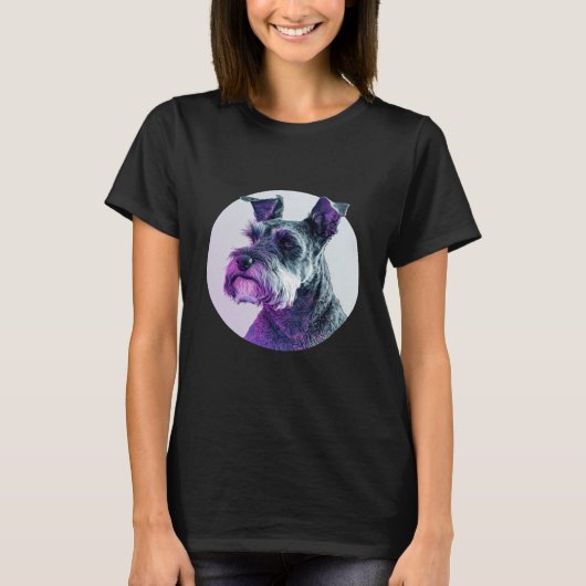 T-shirt Miniature Schnauzer Vaporwave Retrowave Aesthetic (Devant)