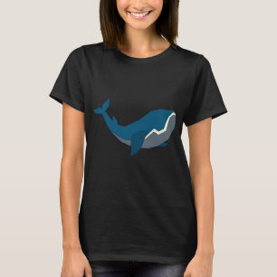 T-shirt minimal, bleu, baleine, animal sauvage, eau, mer