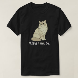 T-shirt Minimal Night Mode Cat Cozy Illustration