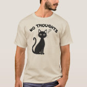 T-shirt Minimal No Thoughts Cat Blank Expression Illustrat (Devant)
