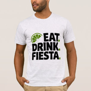 T-Shirt Minimal Rétro Fête Manger Boire