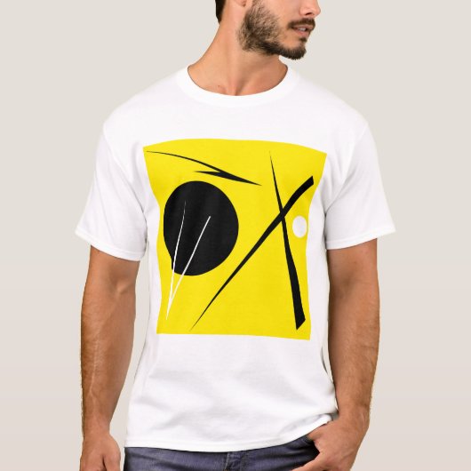 T-shirt Minimalisme moderne Art Abstrait Jaune Noir Blanc (Devant)