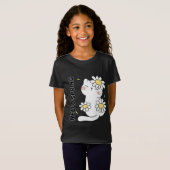 T-Shirt Minimalist Aesthetic Hello Spring Cat & Daisy  (Devant entier)