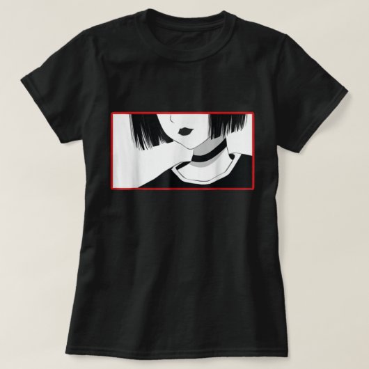 T-shirt Minimalist Anime Girl Choker Shirt (Design devant)