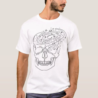 T-shirt Minimalist Celestial Skull Galaxy Line Art Graphic