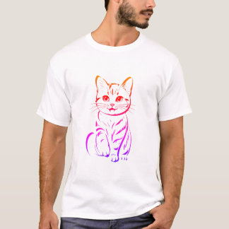 T-shirt Minimalist Cheerful Cat Simple Line Art