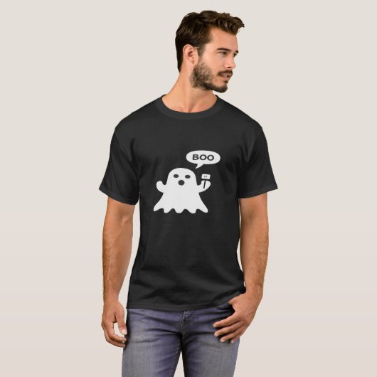 T-shirt Minimalist Cute Ghost Illustration with “Boo” Spee (Devant entier)