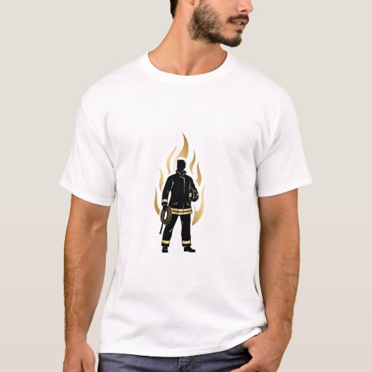 T-shirt Minimalist Fireman Shirt Firefighter Gift for man (Devant)