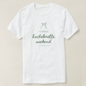T-shirt Minimalist Green Coquette Bow Bachelorette Weekend (Design devant)