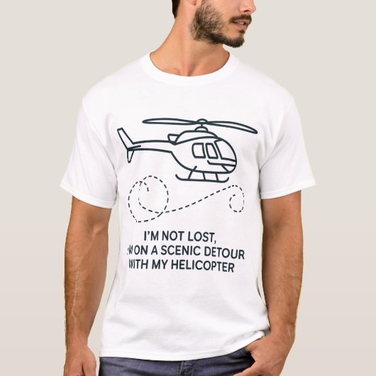 T-shirt Minimalist Helicopter Line Art (Devant)