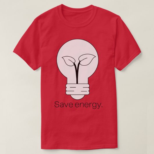 T-shirt Minimalist Light Bulb and Plant Save Energy (Design devant)
