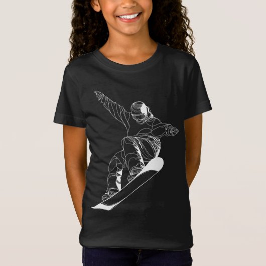 T-Shirt Minimalist line art illustration of a snowboarder (Devant)