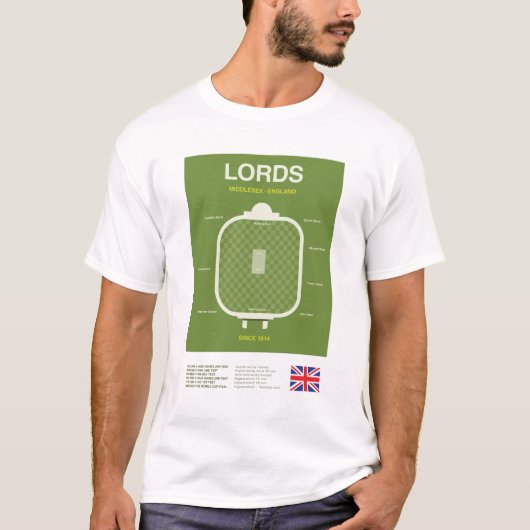 T-shirt Minimalist Lords Cricket Ground Line Print Tee (Devant)