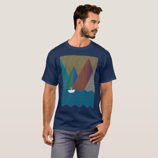 T-shirt Minimalist mountain and waves (Devant entier)