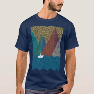 T-shirt Minimalist mountain and waves