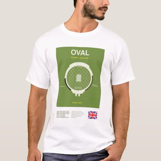 T-shirt Minimalist Oval Cricket Ground Line Print Tee (Devant)