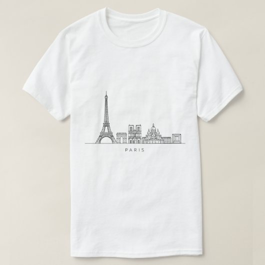 T-shirt Minimalist Paris Skyline Line Art (Design devant)