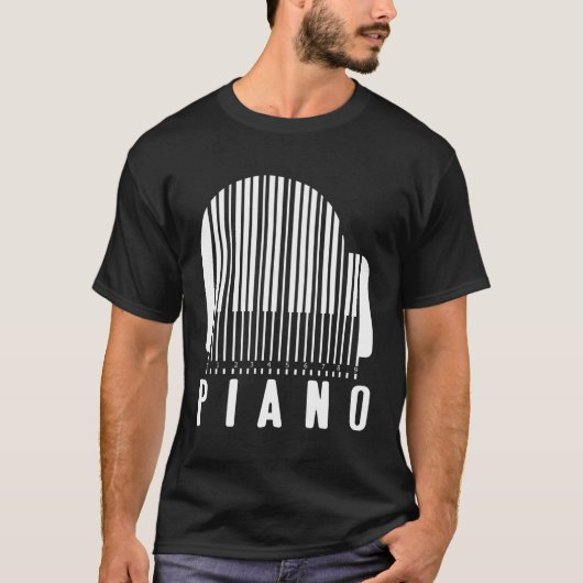 T-shirt Minimalist Piano Barcode Style Music Lover Humor (Devant)