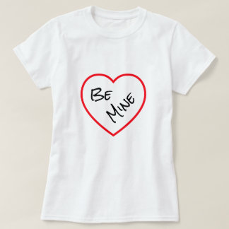 T-shirt Minimalist Red Heart Be Mine Valentine's Day White
