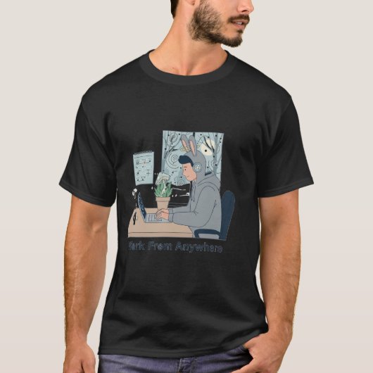 T-shirt Minimalist Work From Anywhere Remote Office Illust (Devant)