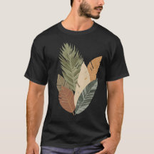 T-Shirt Minimaliste à Motif Botanique Feuilles Ton