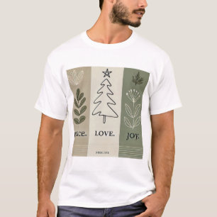 T-shirt minimaliste Arbre de Noël - Paix. Amour. J