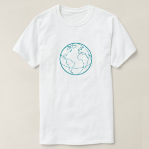 T-Shirt Minimaliste Ligne d'Art Monde Globe Terre