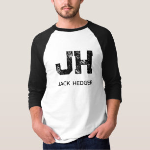 T-SHIRT MINIMALISTE NOIR MONOGRAMME À DEUX LETTRES NOM BLA