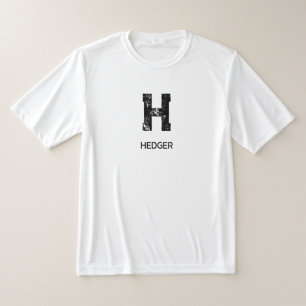 T-SHIRT MINIMALISTE NOIR UNE LETTRE MONOGRAMME NOM BLANC