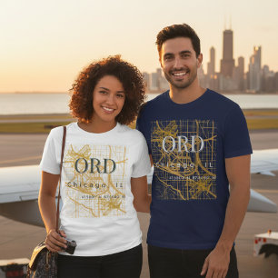 T-shirt Minimaliste Voyage Ville   Code aéroport ORD Chica