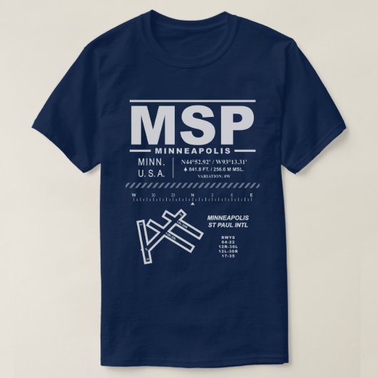 T-shirt Minneapolis St Paul International Airport MSP (Design devant)