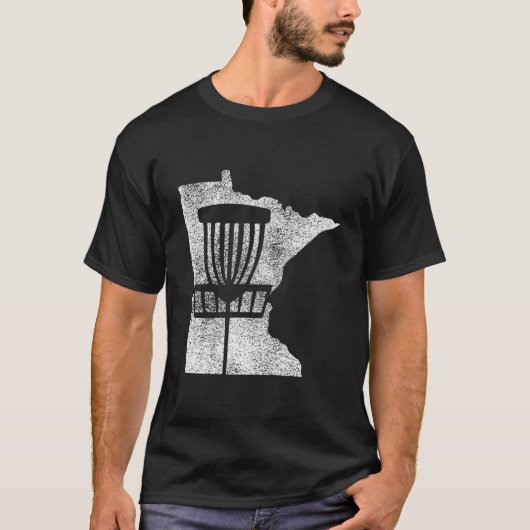 T-shirt Minnesota Disc Golf State With Basket Distressed (Devant)