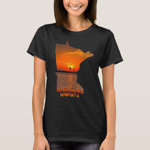 T-shirt Minnesota State Outline Grand Marais Sunset 2